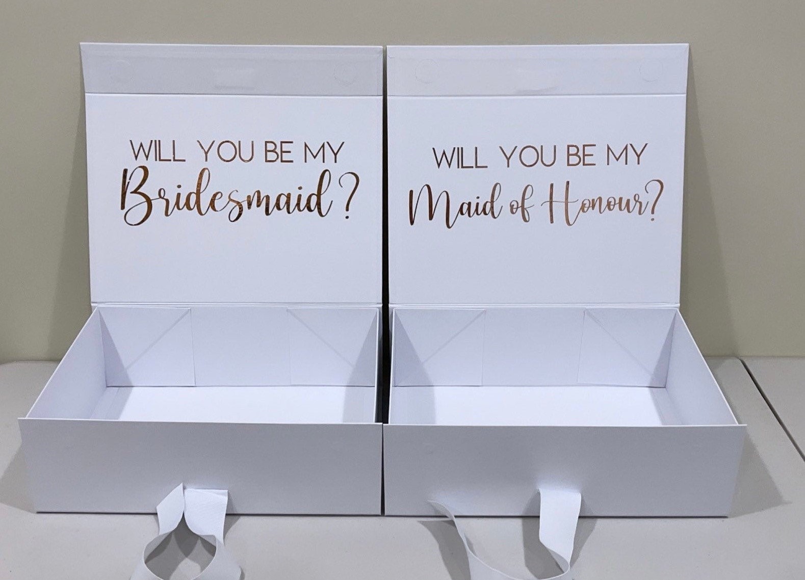 Luxury Large Ribbon PERSONALISED GIFT BOX | Bridesmaid | Gift Box |Bridesmaid Proposal| Maid of Honour  |Bridal Party Gifts Rose Gold