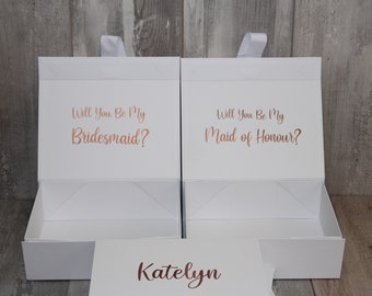 Luxury Large PERSONALISED GIFT BOX | Rose Gold | Bridesmaid Box | Gift Box |Bridesmaid Proposal| Maid of Honour Box |Bridal Party Gifts