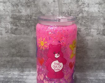 Gobelet boule à neige Swear Bears | Gobelet pailleté 16 oz | Cadeau pour elle | Anniversaire | Présent | Commerce de gros | Gobelet boules à neige de 16 oz | Grosses paillettes