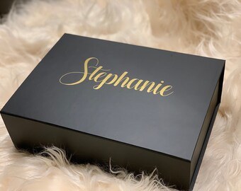 CLEARENCE  extra large Jumbo BLACK Personalised GIFT BOx| Godparents | Bridesmaid | Groomsmen| | Maid of Honour| Baptism