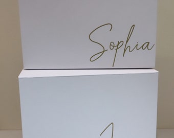 White MEDIUM Bridesmaid Box Luxury Personalised Magnetic Closure Luxury Gift ( no ribbon ) godfather godmother baptism wedding