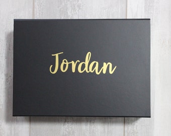 BLACK LARGE luxury Personalsied  gift BOX | Godparents  | Bridesmaid  | Groomsmen | Bridesmaid Proposal | Maid of Honour |