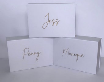 Luxury White RIBBON Personalised GIFT BOX |Bridesmaid Groomsmen Box Personalised Gift Box| Proposal | Maid of Honour Box | Bridal.