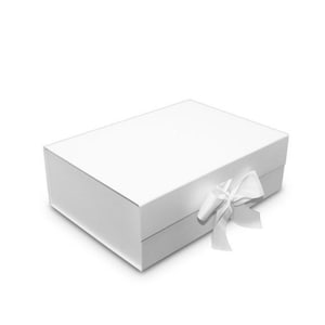 Cinta de seda GRANDE rígida blanca Caja magnética / se adapta a botellas de vino Suministros de vinilo en blanco liso Cesto de regalo / Caja de dama de honor / Cesto para el hogar