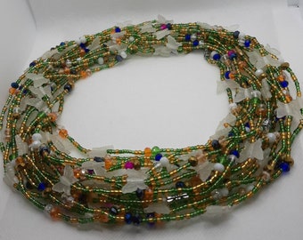 Perline da avvitare in vita/Perline da annodare in vita/Catena per la pancia/Perline per orologio dimagrante/Perline per il controllo del peso/Multicolore/Perline per la vita da donna africana