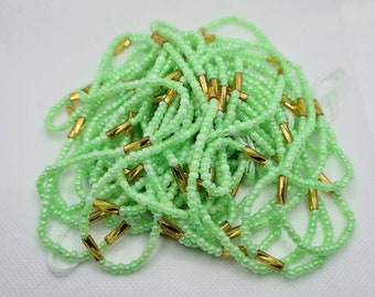 Perline per la vita verdi e dorate/Perline per la vita del Kenya/Catena per la pancia/Perline per orologio dimagrante/Perline per il controllo del peso/Perline per la vita africane. Perline dell'Angola