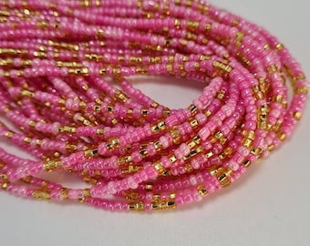 Perline da avvitare in vita/Perline rosa e oro/Catena per la pancia/Perline per orologio dimagrante/Perline per il controllo del peso/Multicolore/Perline per la vita da donna africana