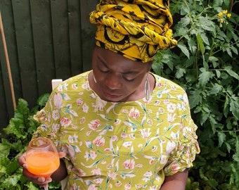 Copricapo/Copricapi africani/Bandana/Copricapi/Abbigliamento africano per donna/Foulard/Duku/100% cotone/Foulard tie and die