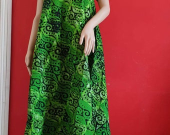 Tie and Dye Maxi Dress| Summer Dress| 100% Cotton| Green Tie And Dye| For All Occasions size| 16| 10. Round Neck| Colourful