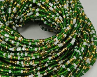 Perline verdi per la vita/Catena per la pancia/Perline per orologio dimagrante/Perline per il controllo del peso/Perline africane per la vita/Perline del Ghana