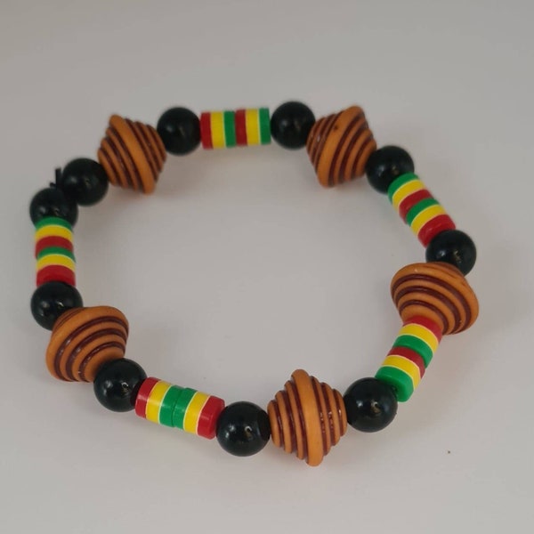 Rasta Bracelets Africains Perles|Bracelets Unisexe Bois||Taille 6.7 |6.8|