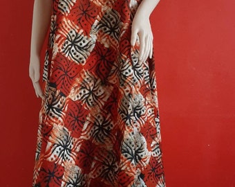 Tie and Dye Maxi Dress| Summer Dress| 100% Cotton| Red Tie And Dye| For All Occasions size| 16| 10. Round Neck| Colourful
