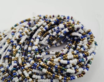 Perline per la vita blu, oro e bianche/Perline per la vita sudafricane/Catena per la pancia/Perline per orologio dimagrante/Perline per il controllo del peso/Perline per la vita africane.