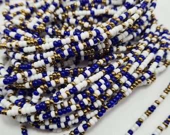 Perline blu, oro e bianche/Catena per la pancia/Perline per orologio dimagrante/Perline per il controllo del peso/Perline multicolori/Perline africane/Perline caraibiche/Perline del Kenya