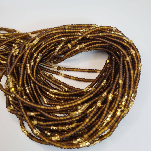 Brown and Gold waist beads|Belly chain|Weight loss beads|Weight control beads|African waist beads|Ghana beads|Carribean beads|Kenya beads
