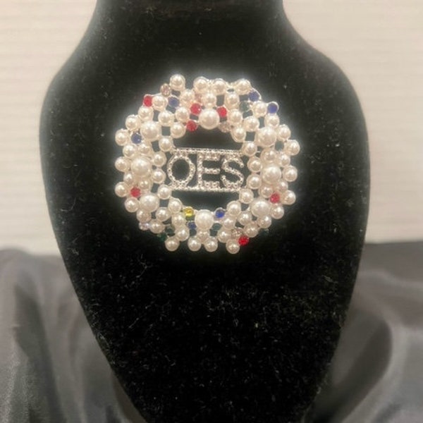 OES Order Of The Eastern Star Pearl Brooch /Pin -Large