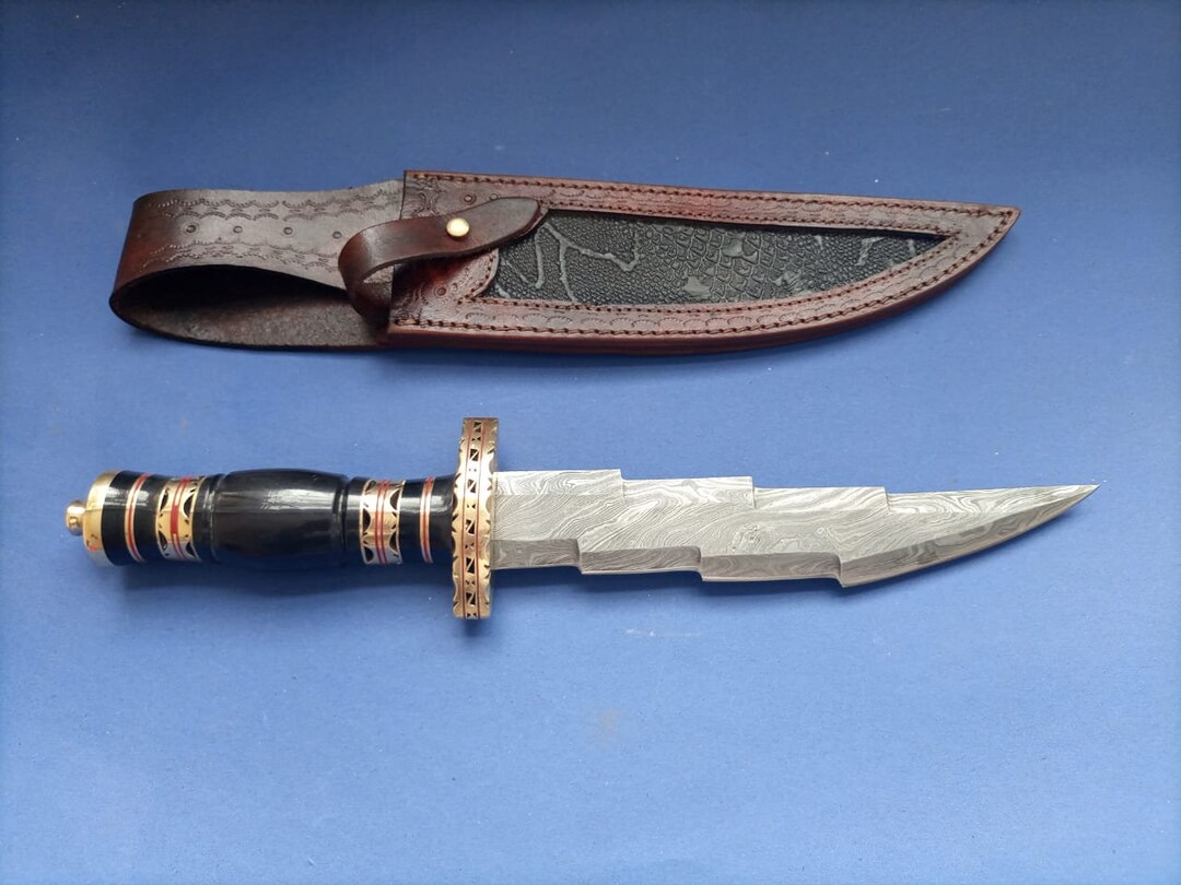 Custom Handmade Damascus Steel Zig Zag Dagger/knife With Etsy