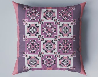 Colorful Box Design Pillow | Throw Pillow | Scatter Cushion | Cover | Purple and Pink