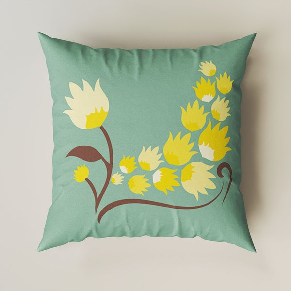 FLOWER THROW PILLOW - Lumbar Pillow Cover - Living Room Decor Hidden Zipper Pillow Case - Sofa Throw Pillows - Housewarming Gift