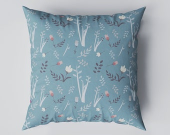 Floral & Botanical Design Pillowcase | Throw Pillow | Scatter Cushion | Cover | Blue