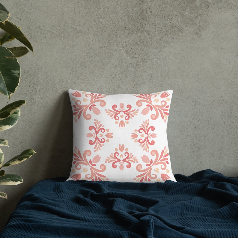 Two sided design pillow Cover Pink and Peach Scatter Cushion White Throw Pillow