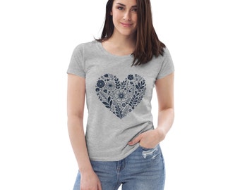 Valentines Day Shirt Gift for Her. Valentine TShirt Flower T Shirt Women. Sustainable Clothing Women T Shirt. Heart Love Shirt.