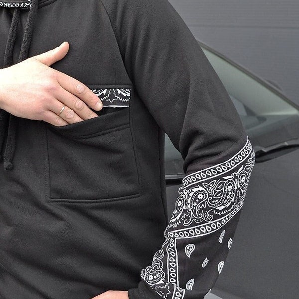 Black Tracksuit Bandana Two Piece Set For Men, High-Quality Exclusive Bandana Suit Handmade With Respect, Free Shipping, Many Colors in Sale