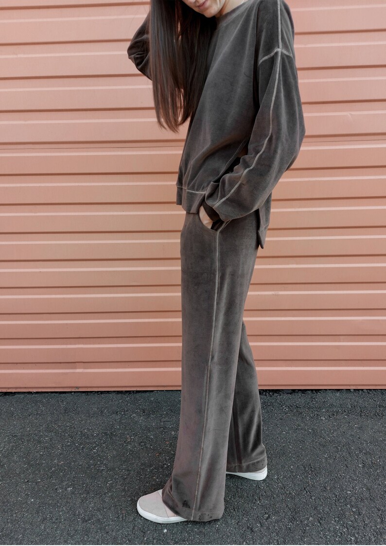 Comfy Sweatshirt Sweatpants Women SET Velour Tracksuit | Etsy