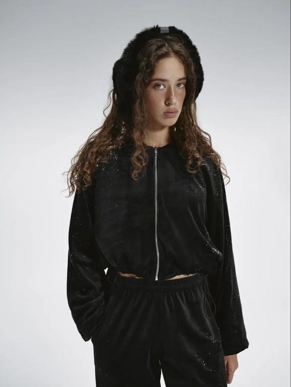 Handmade Black Velour Lounge Set – Women's Zip Hoodie & Pants - Etsy