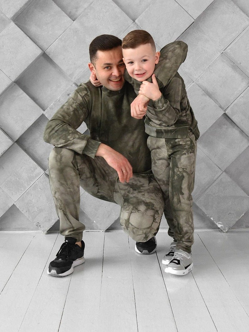 Tracksuits Set For Father & Son, Dad and Boy Gift, Matching Family Tie Dye Outfits Daddy and Me, Family Look Casual Outfits image 1
