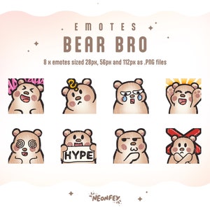 BEAR EMOTES BUNDLE | Twitch & Discord Emotes | Cute Bear Emote | Kawaii Sub Emojis