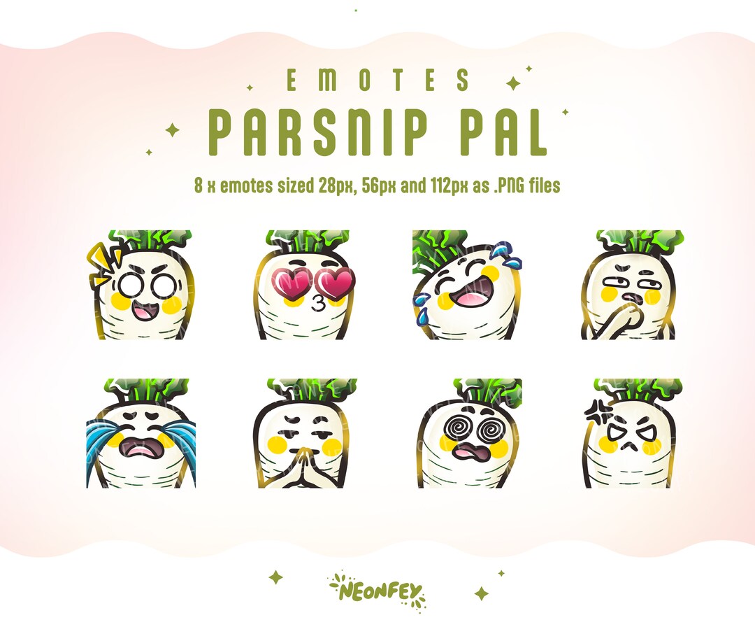 PARSNIP EMOTES BUNDLE Twitch & Discord Emotes Cute Vegetable Emote