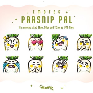PARSNIP EMOTES BUNDLE | Twitch & Discord Emotes | Cute Vegetable Emote | Kawaii Sub Emojis