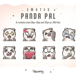 PAQUETE DE EMOTES DE PANDA / Emotes de Twitch y Discord / Emoticono lindo de Panda / Kawaii Sub Emojis