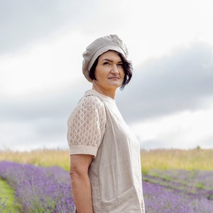 Français bérets pour femme, Bonnet de cuisine en lin, Béret de classe taille unique, Casquette de chef cuisinier, Casquette de cuisine vintage image 4