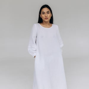 Minimalist 100% linen dress, Linen dresses for women, Linen summer dress, Relaxed fit dress, A line dress, Long flax dress, Loose linen wear