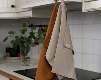 Linen Dishcloths, Washed Linen Kitchen Towel, Set of Natural Linen Guests Towels, Rustic Linen Towels