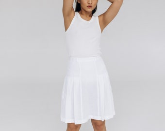 Short pleated skirt, High waisted linen skirt, Women mini tennis skirt, Pleated school skirt, Retro short summer skirt, A line mini skirt