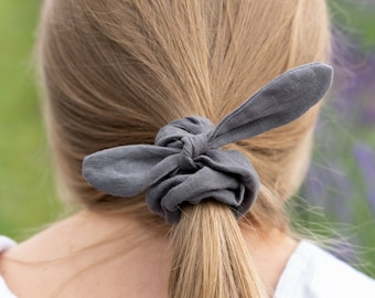 Linen Girls Scrunchies, Eco Hair Scrunchie, Ponytail Holder, Sustainable Hair Accessories, Plastic Free Scrunchy