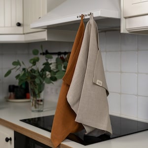 Linen Dishcloths, Washed Linen Kitchen Towel, Set of Natural Linen Guests Towels, Rustic Linen Towels