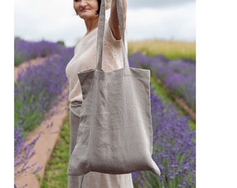 Natural Linen Tote Bag, Organic Tote Bag, Zero Waste Bag, Shopping Tote Bag, Shopping Market Bag in Natural Linen