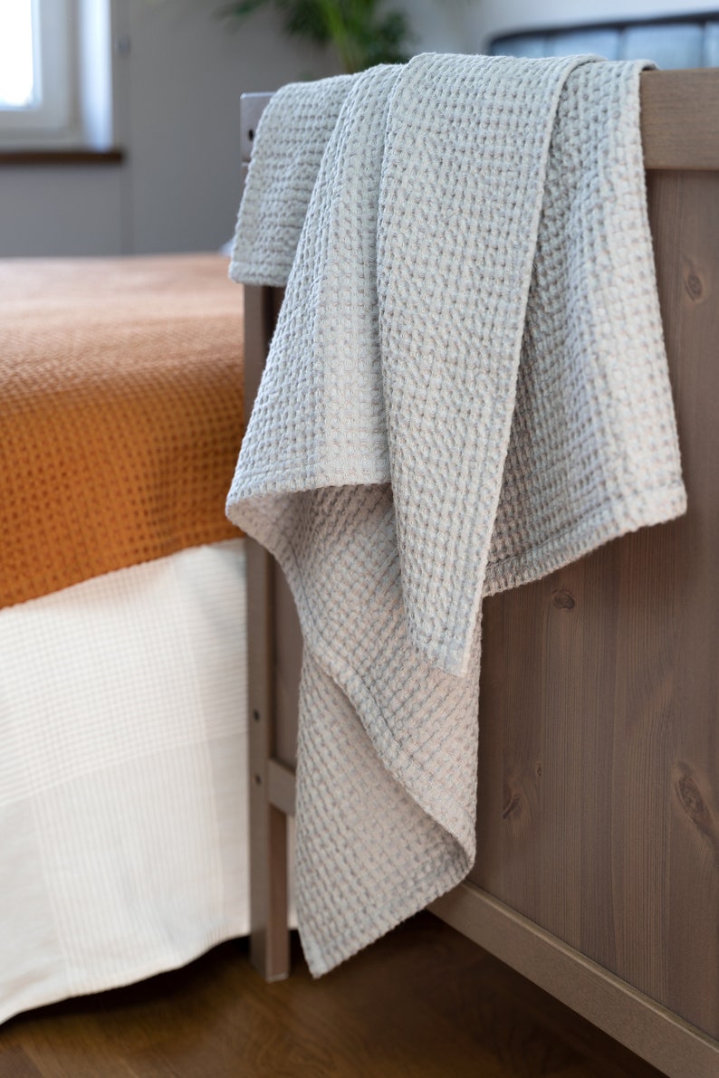 Softend Baby Towel, Organic Rustic Towels, Set of Family Bath Towels, Waffle Linen Big Towels Various Colours image 7