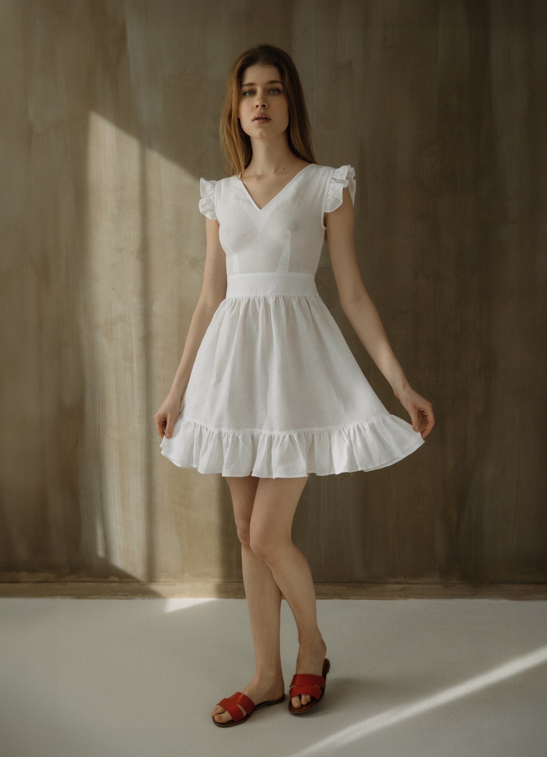 White Linen Ruffle Dress: Sleeveless Boho Summer Dress - Etsy White Linen Ruffle Dress: Sleeveless Boho Summer Dress - Etsy