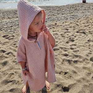 Handgefertigt Waffel Leinen Kinder Kapuzen Poncho: Strandtuch Cover-Up