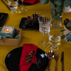 Mustard Yellow Linen Napkins, Linen Table Cloth Set of 2, Rustic Wedding Table Decoration, Easter Table Decorations image 3