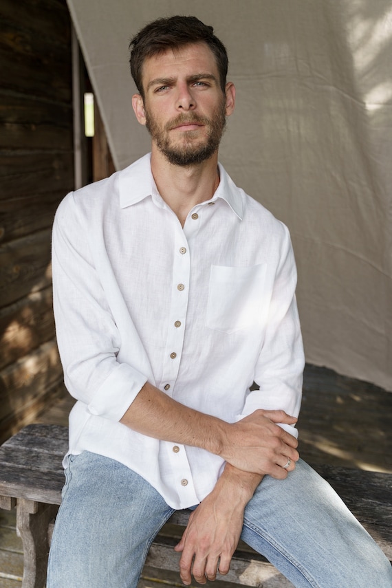 Camisa blanca hippie hombre sale