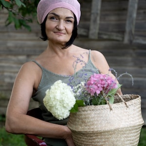 Béret français classique, bonnet ample en tricot, accessoire de tête estival pour femme, chapeau en fils bio, béret en lin PARIS image 6