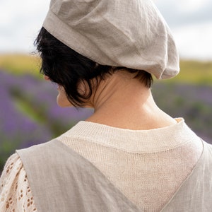 Français bérets pour femme, Bonnet de cuisine en lin, Béret de classe taille unique, Casquette de chef cuisinier, Casquette de cuisine vintage image 5