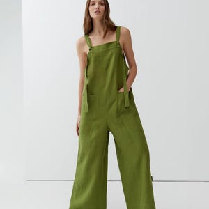 Oversized Linen Jumpsuit: Women&#39;s Relaxed Fit Wide Leg Romper