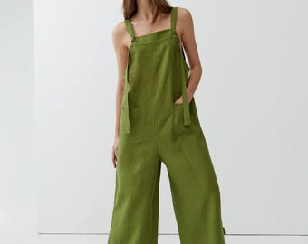 Oversized Linen Jumpsuit: Women's Relaxed Fit Wide Leg Romper